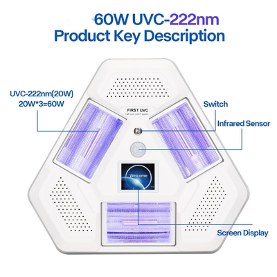 60W UVC エキシマ ランプは三角形のホールダーとの 222nm を終えましたコントローラーを取除きます